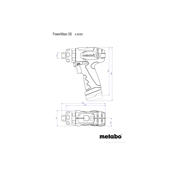 Aku příklepová vrtačka 12V 2x2,0Ah Powermaxx SB Basic Set Metabo 600385710