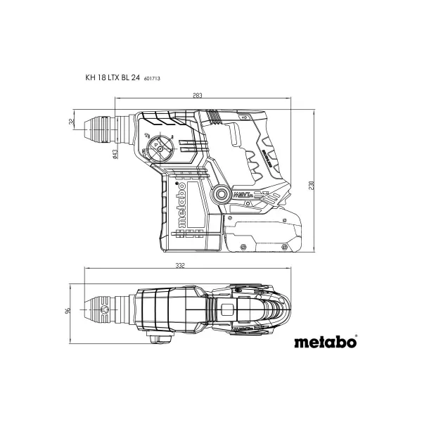 Aku kombinované kladivo 18V 2x5,5Ah KH 18 LTX BL 24 Metabo 601713660
