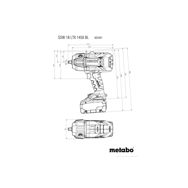 Aku rázový utahovák 18V 2x8,0Ah SSW 18 LTX 1450 BL Metabo 602401810