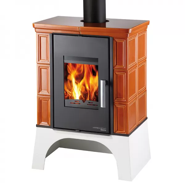 Kachlová kamna s výměníkem + vychlazovací smyčka černá, karamel kachle Haas+Sohn EBOLI AL II