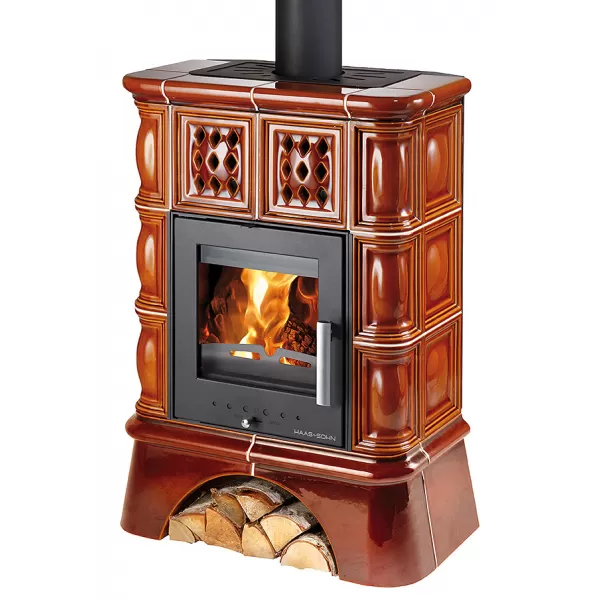 Kachlová kamna s výměníkem černá, medovník kachle + kachlový sokl Haas+Sohn TREVISO II