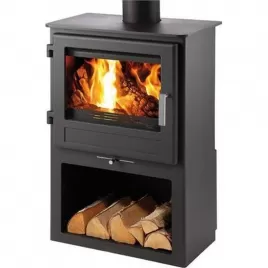 Krbová kamna černá + box na dřevo Haas+Sohn SKARNES
