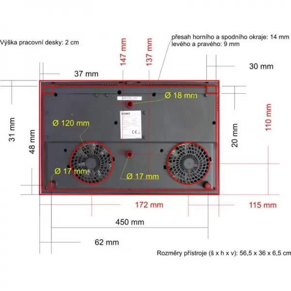 Indukční vařič dvouplotýnkový - DOMO DO326IP