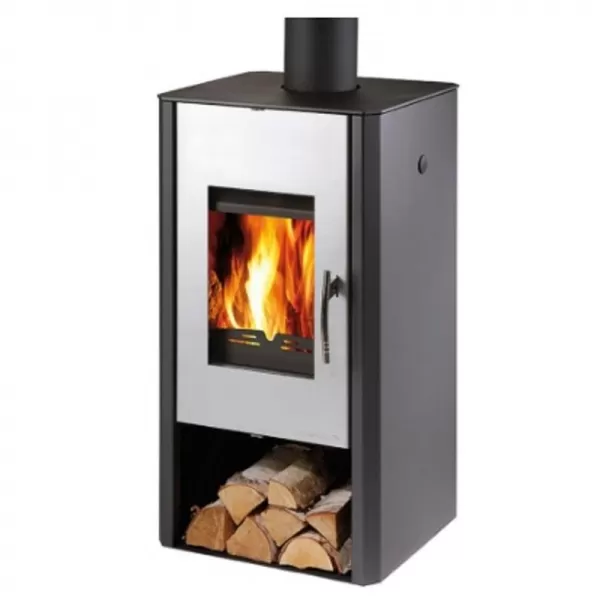 Krbová kamna antracit, stříbrná dvířka s výměníkem Haas+Sohn MANTOVA AL II