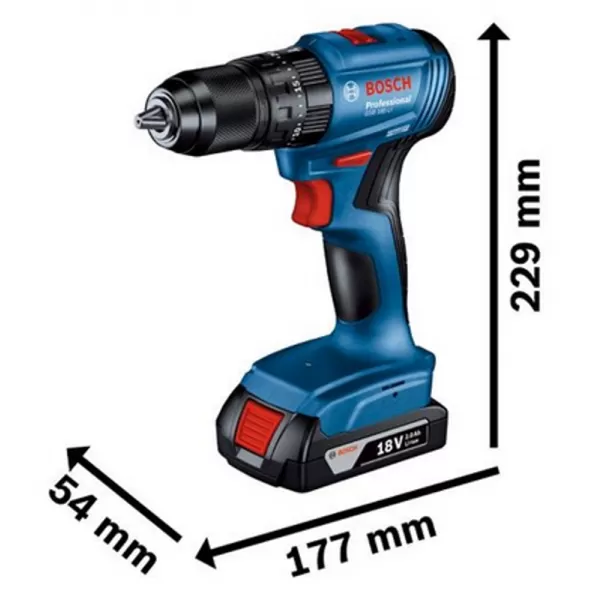 Aku kombinovaná sada 18V 2x2,0Ah GDR 18V-215 + GSB 185-LI + 2× 2,0 AH + GAL 18V-20 + pouzdro Bosch 06019N2024