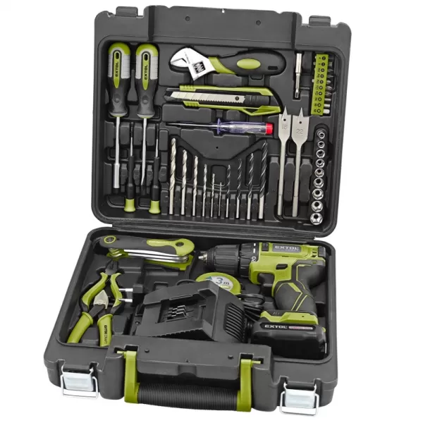 Aku vrtací šroubovák 12V 1x2,0Ah BRUSHLESS s nářadím EXTOL CRAFT 422801