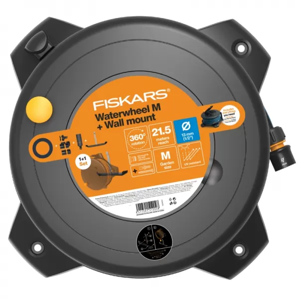 Súprava bubna s hadicou M 1/2", dosah 21,5 metra s nástenným držiakom Fiskars 1059608