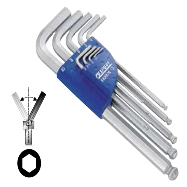 9dílná sada metrických zástrčných 6hranných klíčů s kuličkou TONA Expert E113976T