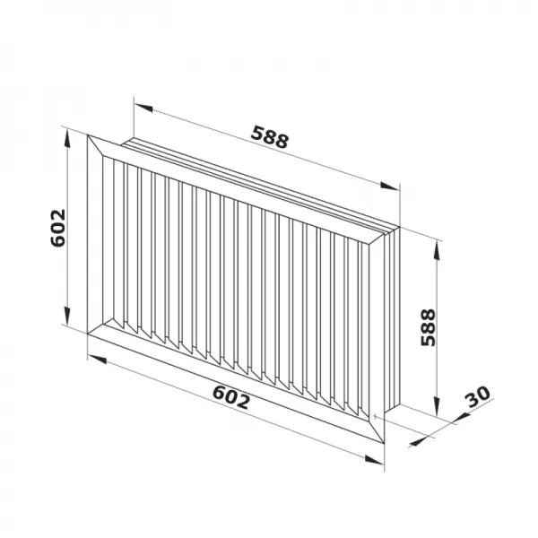 PVC ventilační mřížka bílá s pevnou žaluzií 602x602 mm DALAP 128