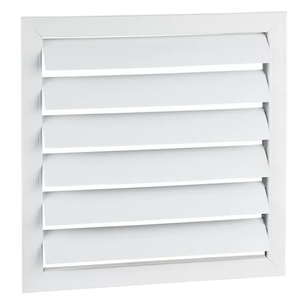 Plastová větrací mřížka bez příruby se samotížnou žaluzií 424x424 mm, bílá DALAP 133
