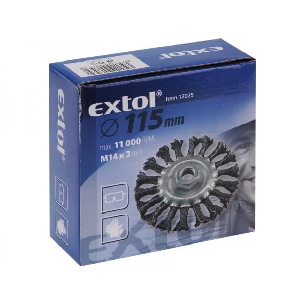 Kartáč radiální copánkový 100mm vlnitý drát S 0,5mm M14x2mm EXTOL CRAFT 17024