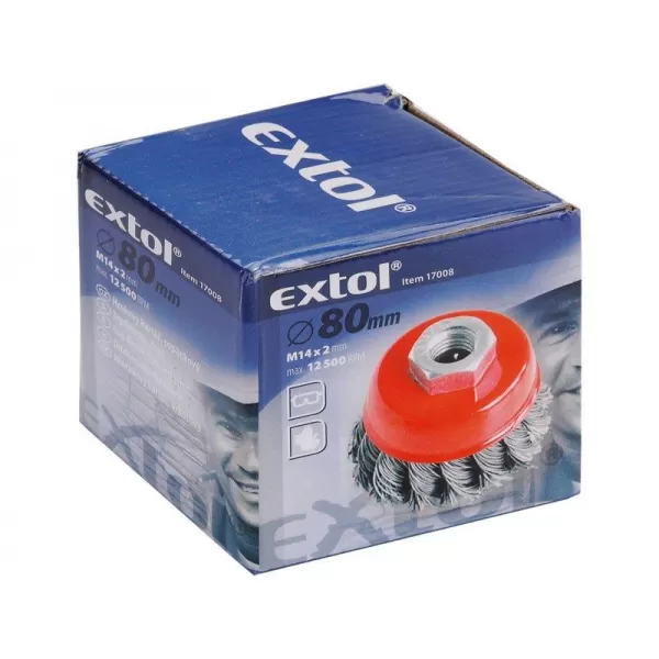Kartáč hrnkový copánkový 80mm vlnitý drát S 0,5mm M14x2mm EXTOL CRAFT 17008