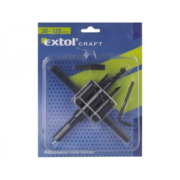 Vrták nastavitelný vykružovací do dřeva s 2břity 30-120mm EXTOL CRAFT 1804