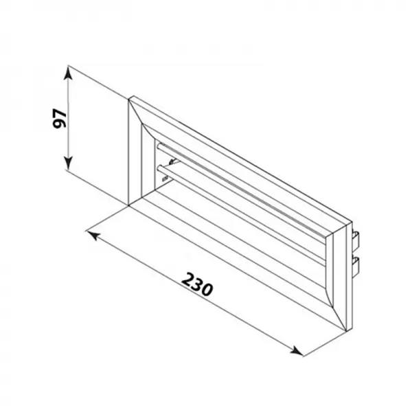 Kovová ventilační mřížka 200x55 mm pro zakončení kovového konektoru do stěny DALAP 197533