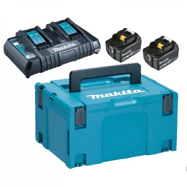 Sada 2 akumulátorů Li-ion 18V 5,0Ah BL1850B + nabíječka DC18RD + systainer Makita 197629-2