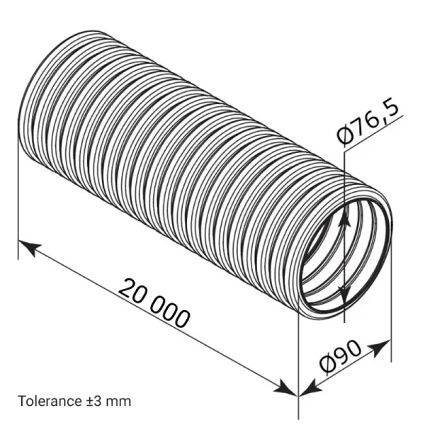 Ohebné antistatické i antibakteriální potrubí Ø 90 mm, délka 20 m DALAP 197588