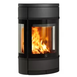 Krbová kamna závěsné, boční prosklení, klička a lišty černé SCAN 68-7 černý lak