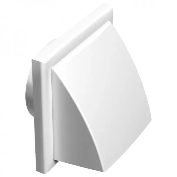 PVC větrací mřížka se stříškou, přírubou a klapkou 186x186 mm / O 150 mm, bílá DALAP 2024