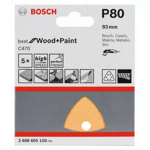 Brusný papír pro delta brusky EXPERT C470 93 mm, G 80, 5 ks Bosch 2608900825