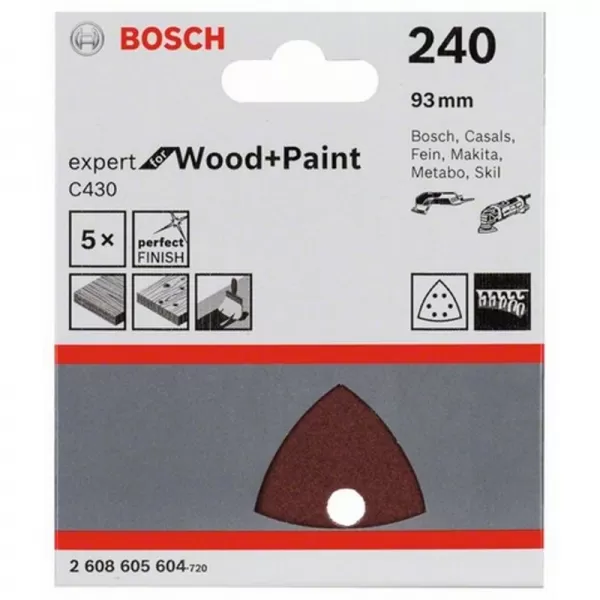 5dílná sada brusných papírů 93 mm, 240 Bosch 2608605604