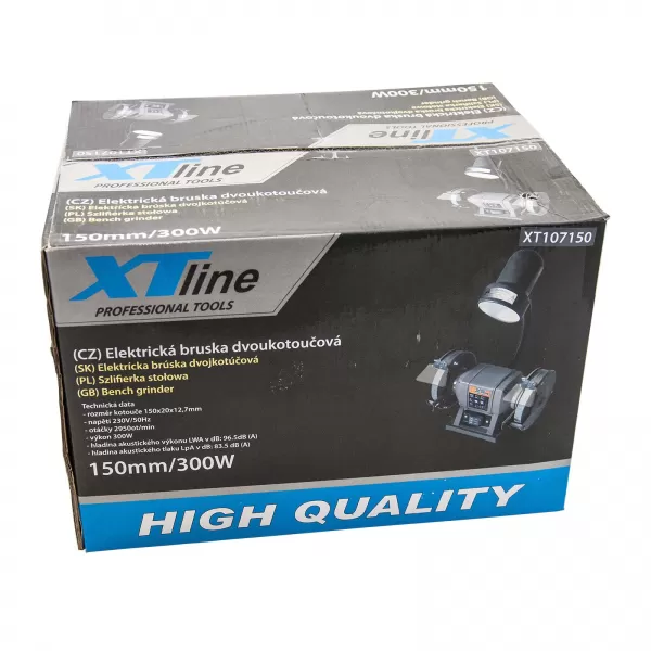 Stolní doukotoučová bruska 150mm/300W + svítidlo 40W XTline XT107150