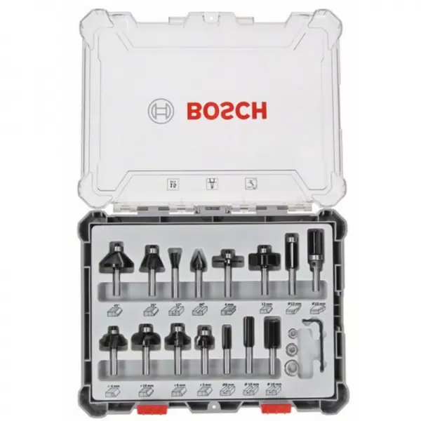 Sada tvarových fréz 15ks s 8mm vřetenem Bosch 2607017472