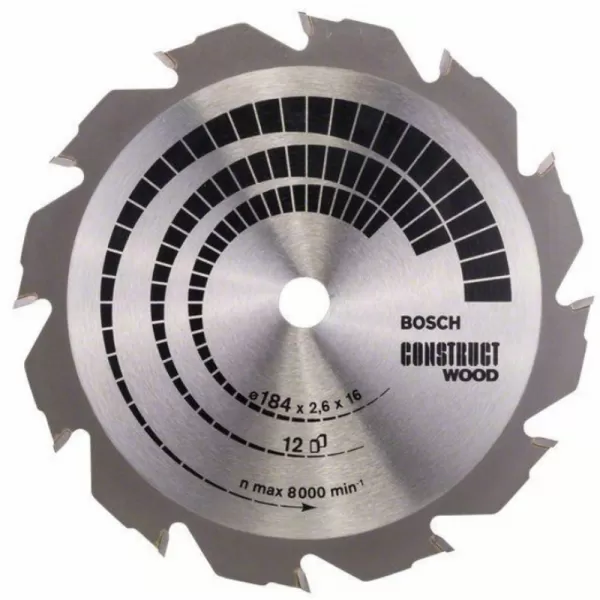 Pilový kotouč Construct Wood 184 x 16 x 2,6 mm, 12 Bosch 2608641200