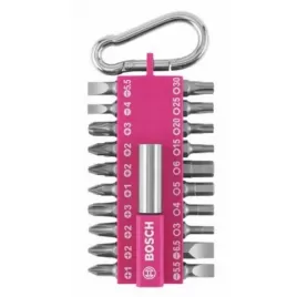 Sada 21 šroubovacích nástavců s karabinou (fuchsiová)