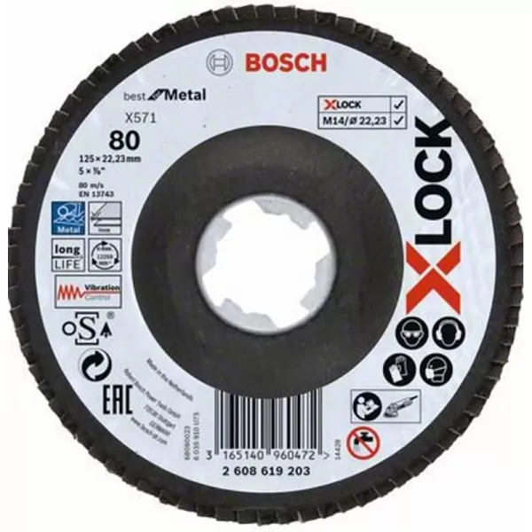 Lamelový kotouč X-LOCK X571 Best for Metal 125mm, G 80 Bosch 2608619203