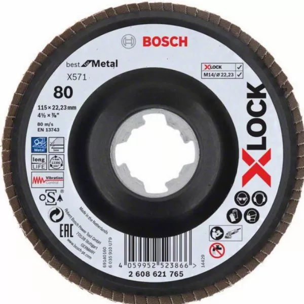 Lamelový kotouč X-LOCK X571 Best for Metal 115mm, G 80 Bosch 2608621765