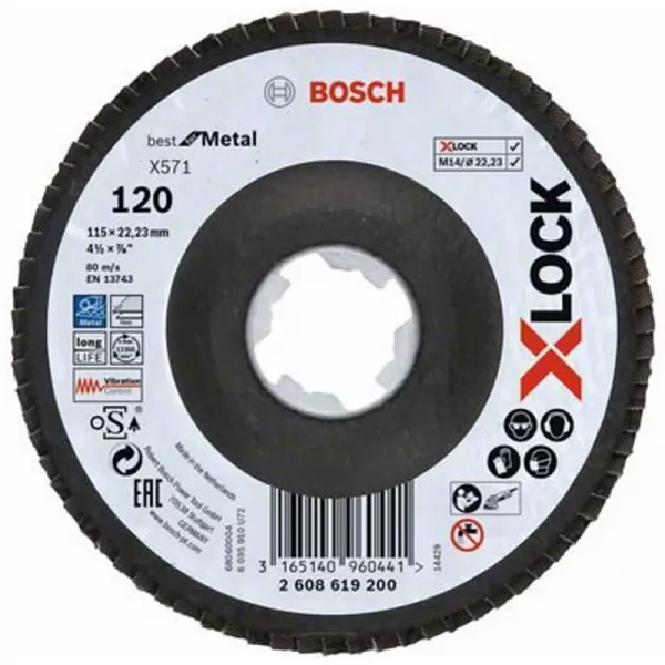 Lamelový kotouč X-LOCK X571 Best for Metal 115mm, G 120 Bosch 2608619200