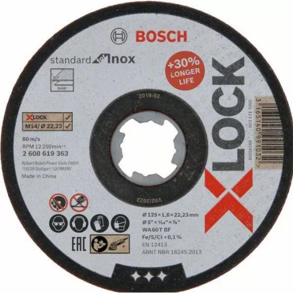 Řezací kotouč X-LOCK Standard for Inox 125 × 1,6 mm T41 Bosch 	2608619363
