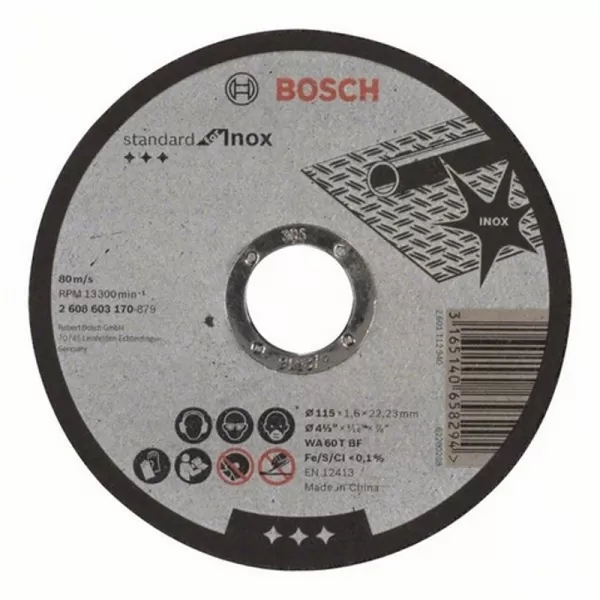 Rezný kotúč rovný na nehrdzavejúcu oceľ Štandard pre Inox WA 60 T BF, 125 mm, 22,23 mm, 1,6 mm Bosch 2608603172