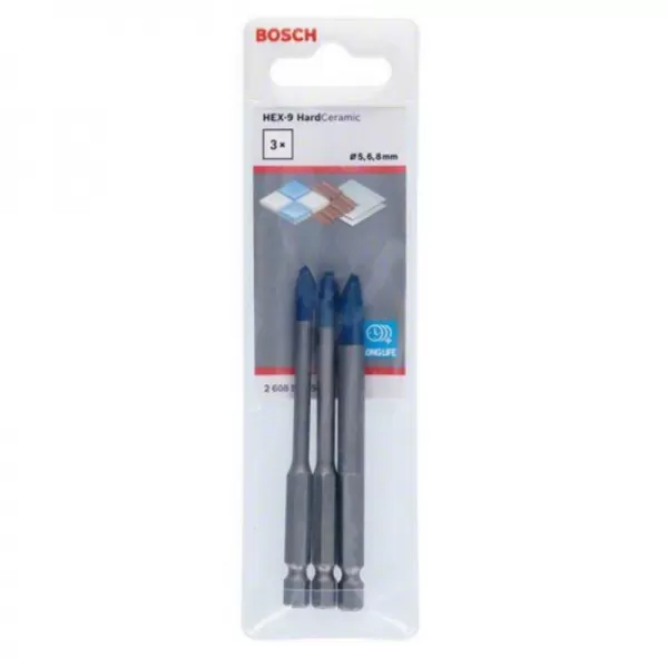 3-dielna sada vrtákov na dlaždice EXPERT HardCeramic HEX-9 5/6/8 mm Bosch 2608900595