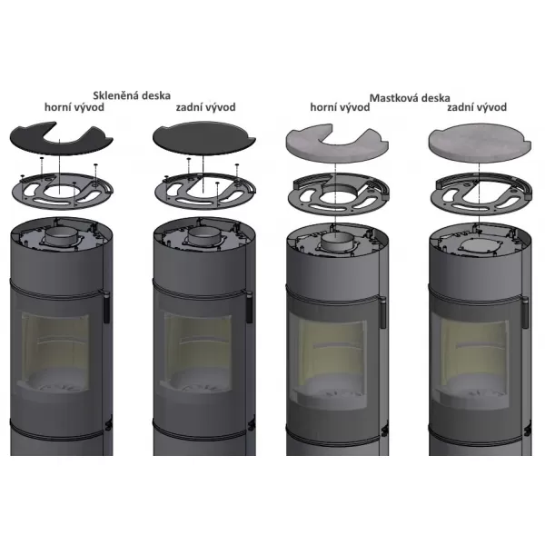 Krbová kamna skleněná dvířka, černá klička SCAN 84-1 MODERN bílý lak