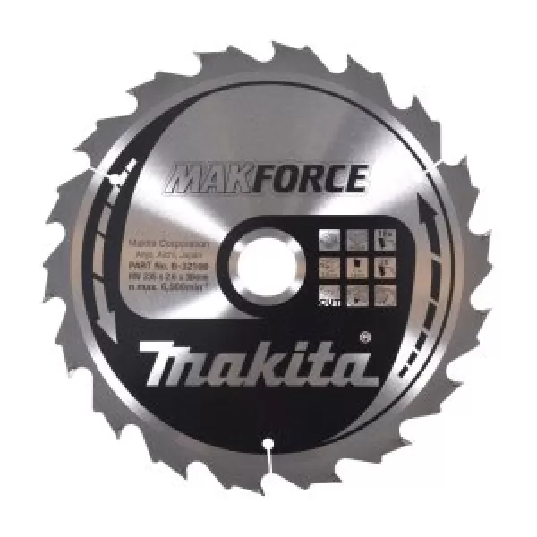 Kotouč pilový dřevo MAKFORCE 235x2.6x30mm 18Z Makita B-32166