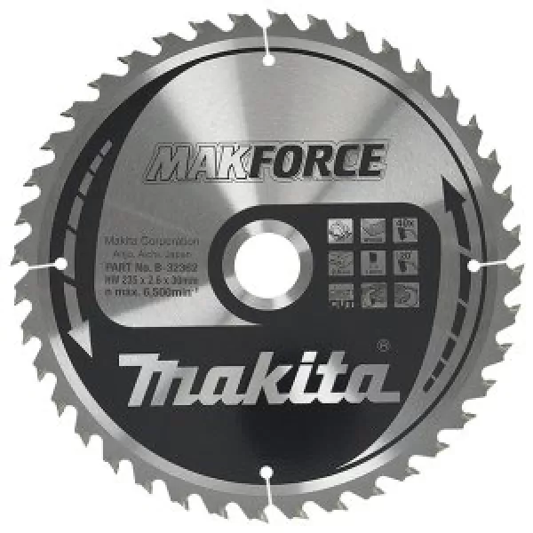 Kotouč pilový dřevo MAKFORCE 235x2.6x30mm 40Z Makita B-32362