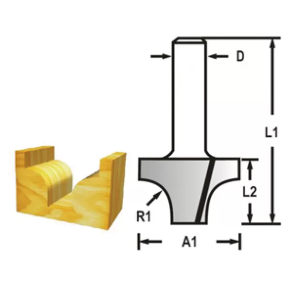 Profilová fréza stopka 8 mm,38,1x28,6x60 mm Makita D-48175