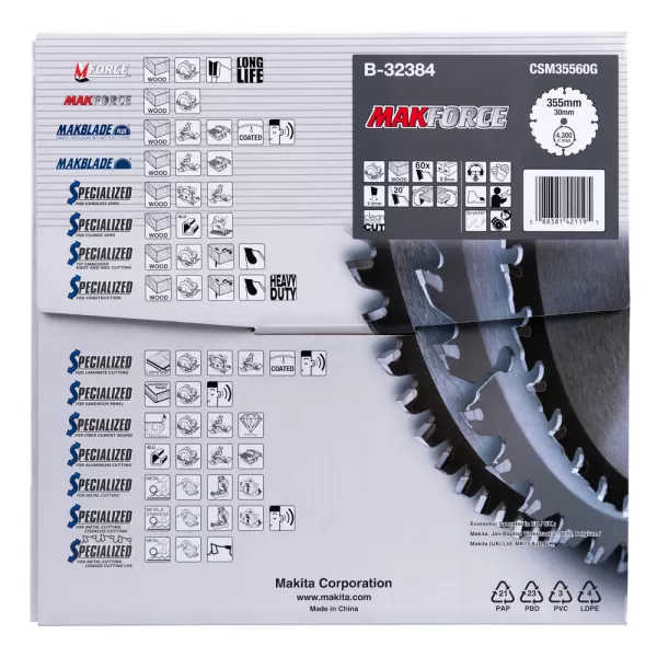 Kotouč pilový dřevo MAKFORCE 355x3x30mm 60Z Makita B-32384