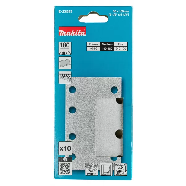 Papír brusný suchý zip 80x130 A180, 10ks Makita E-23553
