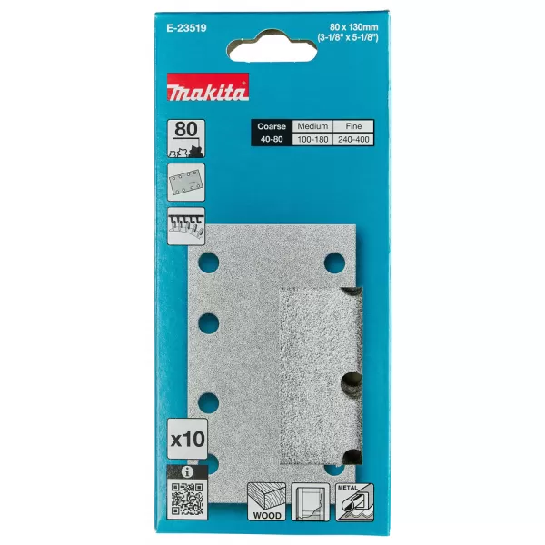 Papír brusný suchý zip 80x130 A80, 10ks Makita E-23519