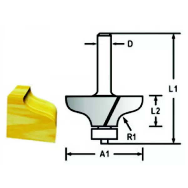 Profilová fréza s ložiskem stopka 8 mm,31,8x12,7x56 mm Makita D-48773
