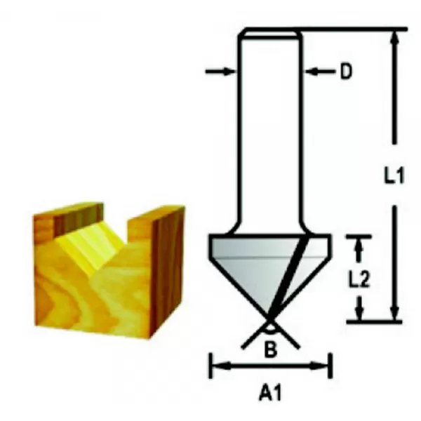 Drážkovací fréza tvaru V stopka 8 mm, 12,7x12,7x45 mm Makita D-47896