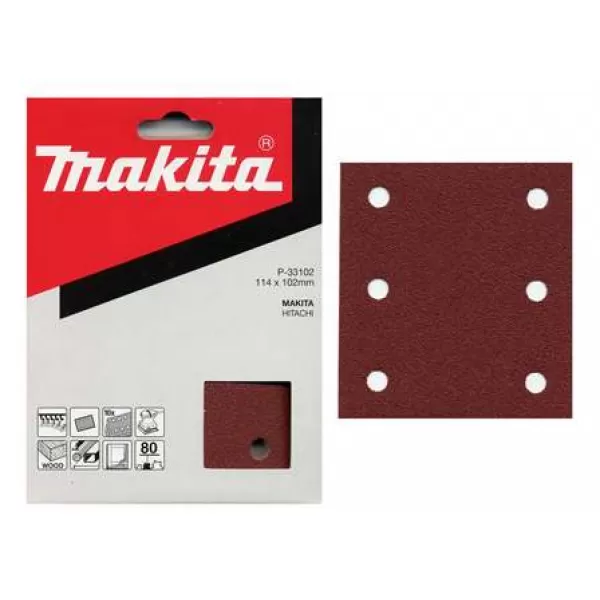 Papír brusný 102x114mm 6 děr K120, 10ks Makita P-33124
