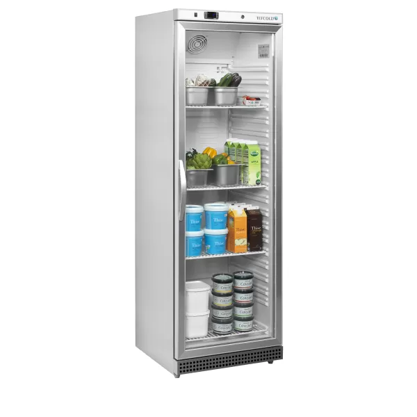 Chladicí skříň prosklené dveře, nerez opláštění Tefcold UR 400 SG