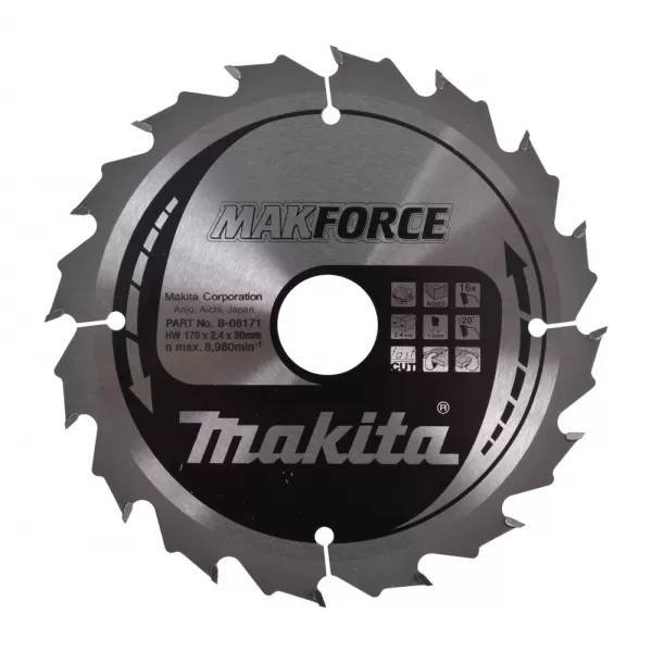 Kotouč pilový dřevo MAKFORCE 170x2.4x30mm 16Z Makita B-08171