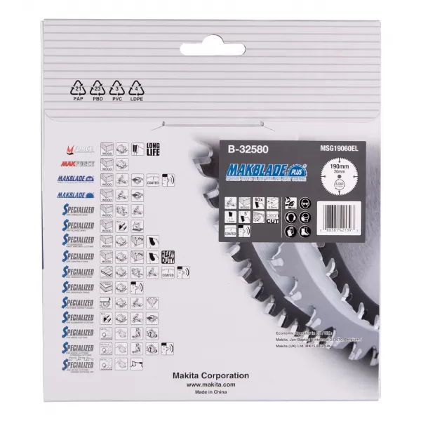 Pílový kotúč na drevo MAKBLADEplus 190x2x20mm 60Z = starý B-08757