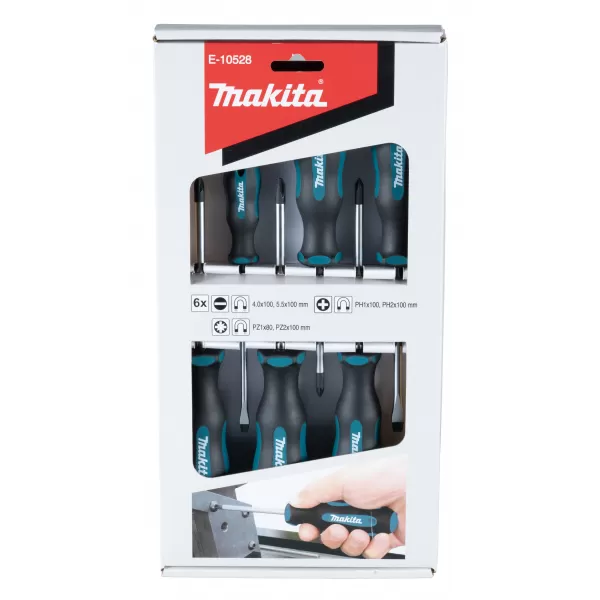 Sada šroubováků 6 ks (4 ks SL+2 ks PH+2 ks PZ) Makita E-10528