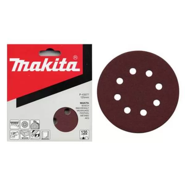 Papír brusný suchý zip 125mm 8 děr K400, 10ks Makita P-43614