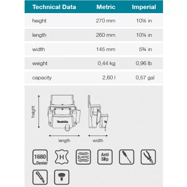 Brašna se dvěma přihrádkami 260x145x270mm Makita E-15198